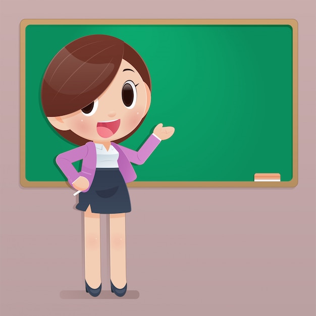 Free Vector | Indian female teacher standing near blackboard flat ...