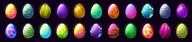 Cartoon dragon eggs dinosaur and reptile assets