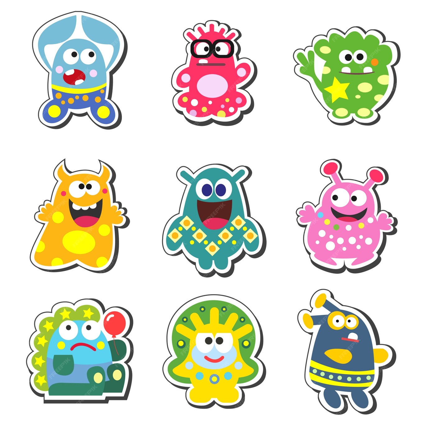 Free Vector | Cartoon monsters set