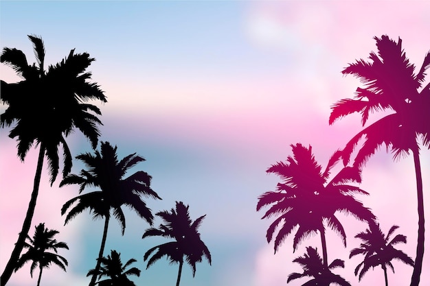 Free Vector | Colorful wallpaper with palm silhouettes concept