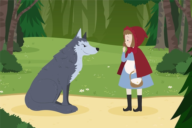 Free Vector | Little red riding hood