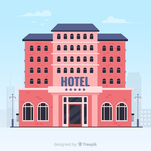 Flat hotel facade background