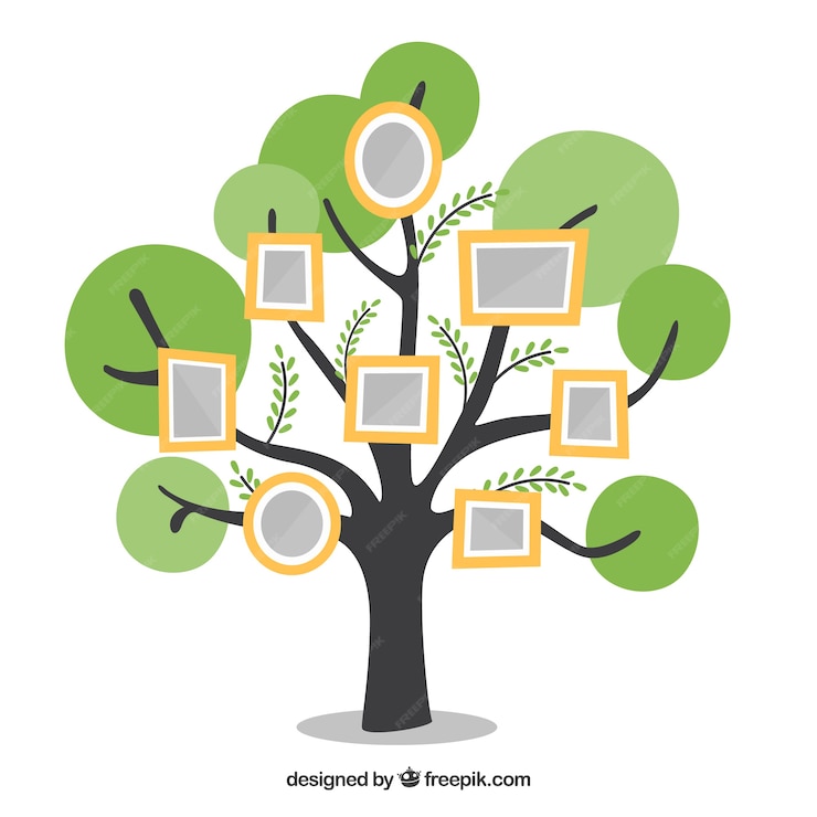 Free Vector | Flat tree with frames on the wall