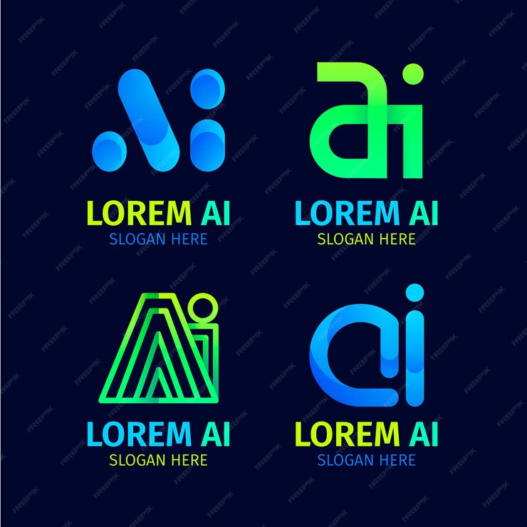 Free Vector | Gradient ai logo template collection