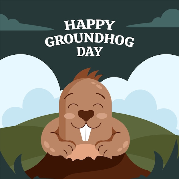 Premium Vector | Hand drawn flat groundhog day background