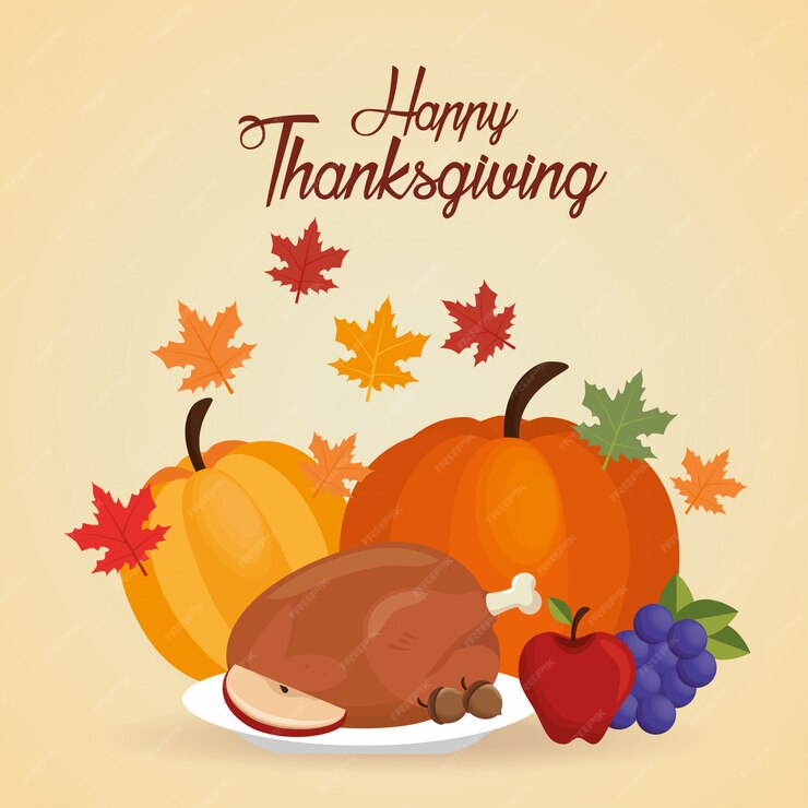 Free Vector | Happy thanksgiving day card menu and autumn leaf