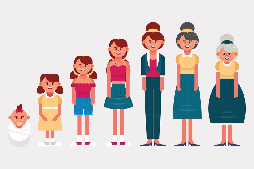 Free Vector | A person in different ages illustrated