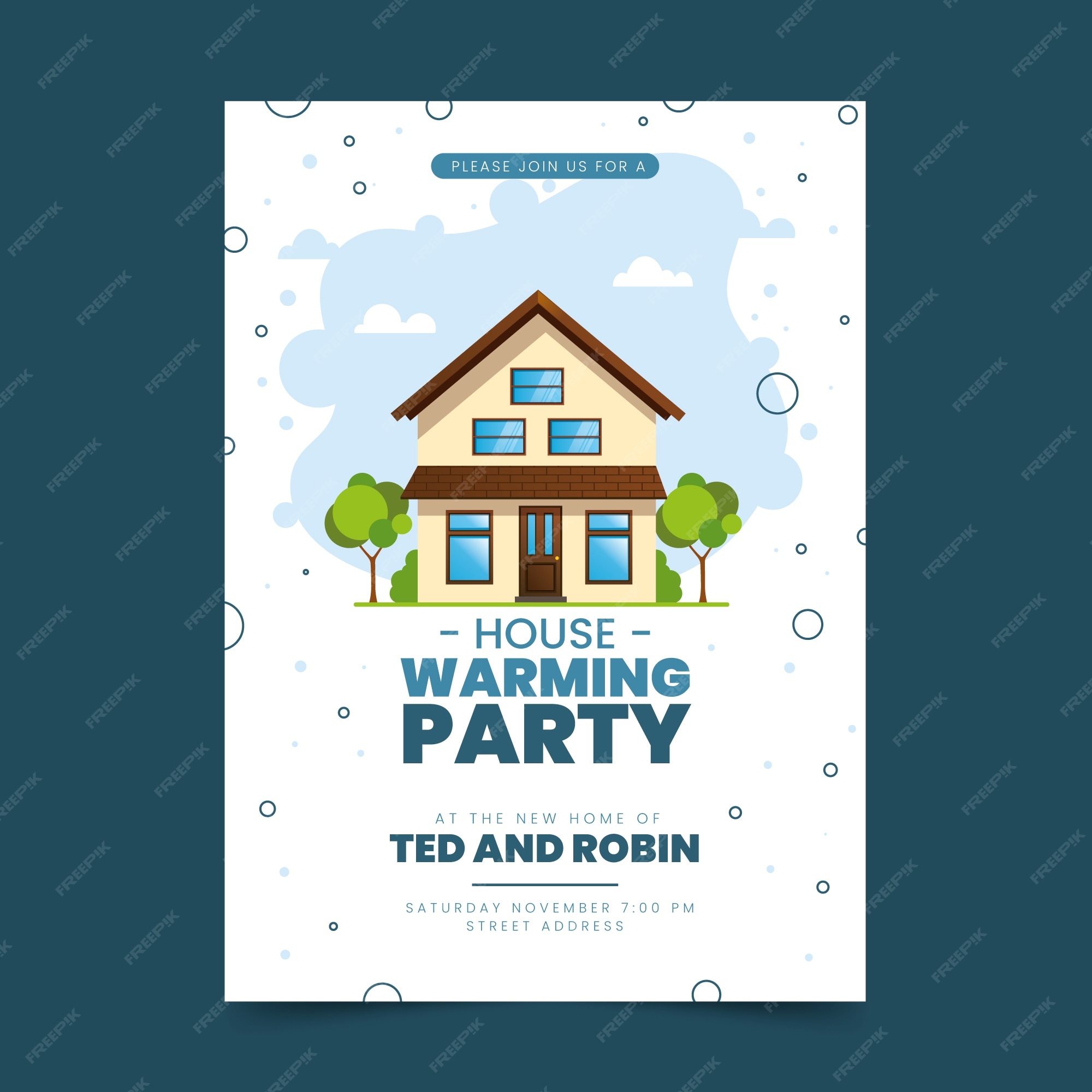 Free Vector | Template theme for housewarming party invitation