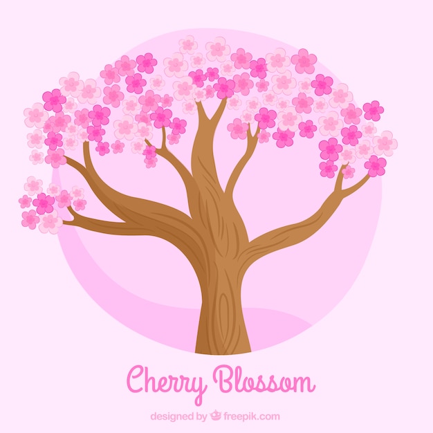 Free Vector | Tree background with pink flowers