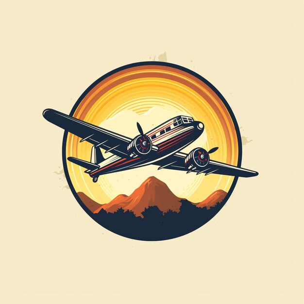 Premium Photo | 2d vintage airplane logo