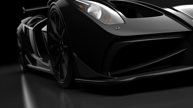 Premium AI Image | 3d black sports car on dark background made by ...