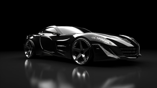 Premium AI Image | 3d black sports car on dark background made by ...