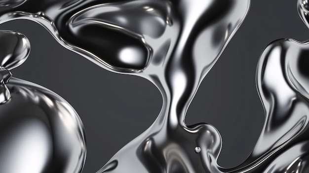 Premium Photo | 3D Metallic liquid shapes with realistic render elements