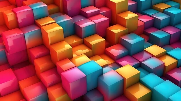 Premium AI Image | 3d render of corner shaped lines of cubes Generative Ai