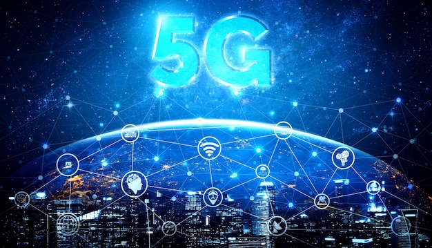 Premium Photo | 5G Communication Technology of Internet Network