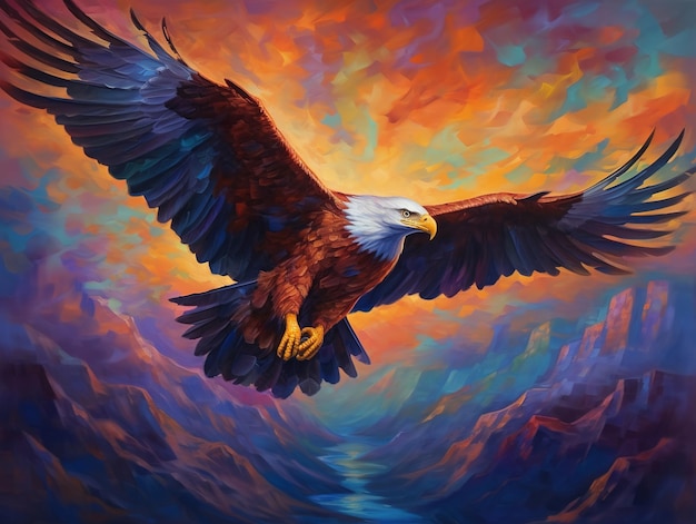 Premium AI Image | American eagle soaring painting