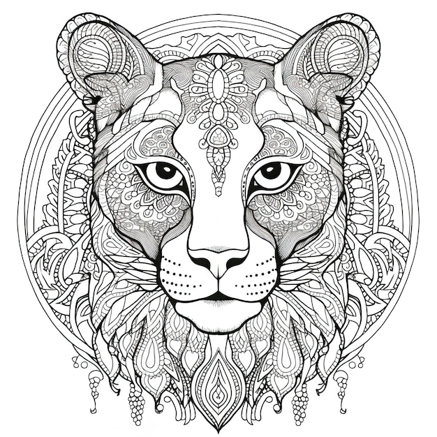 Premium AI Image | animal mandala coloring pages for stress relief