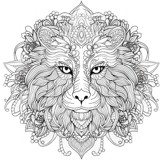 Premium Photo | Animal mandala coloring pages for stress relief