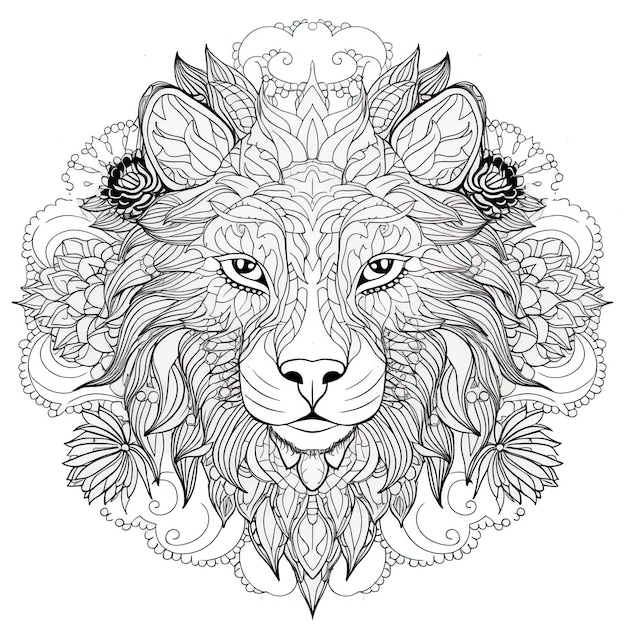 Premium Photo | Animal mandala coloring pages for stress relief