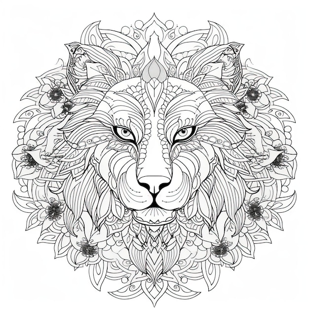 Premium Photo | Animal mandala coloring pages for stress relief