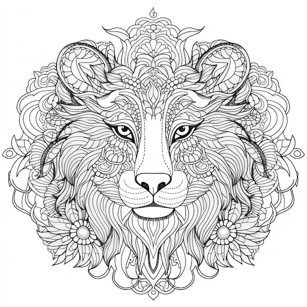 Premium AI Image | animal mandala coloring pages for stress relief