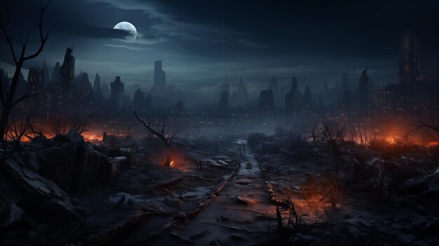 Premium AI Image | Apocalypse end of the world ruins of a city after a ...