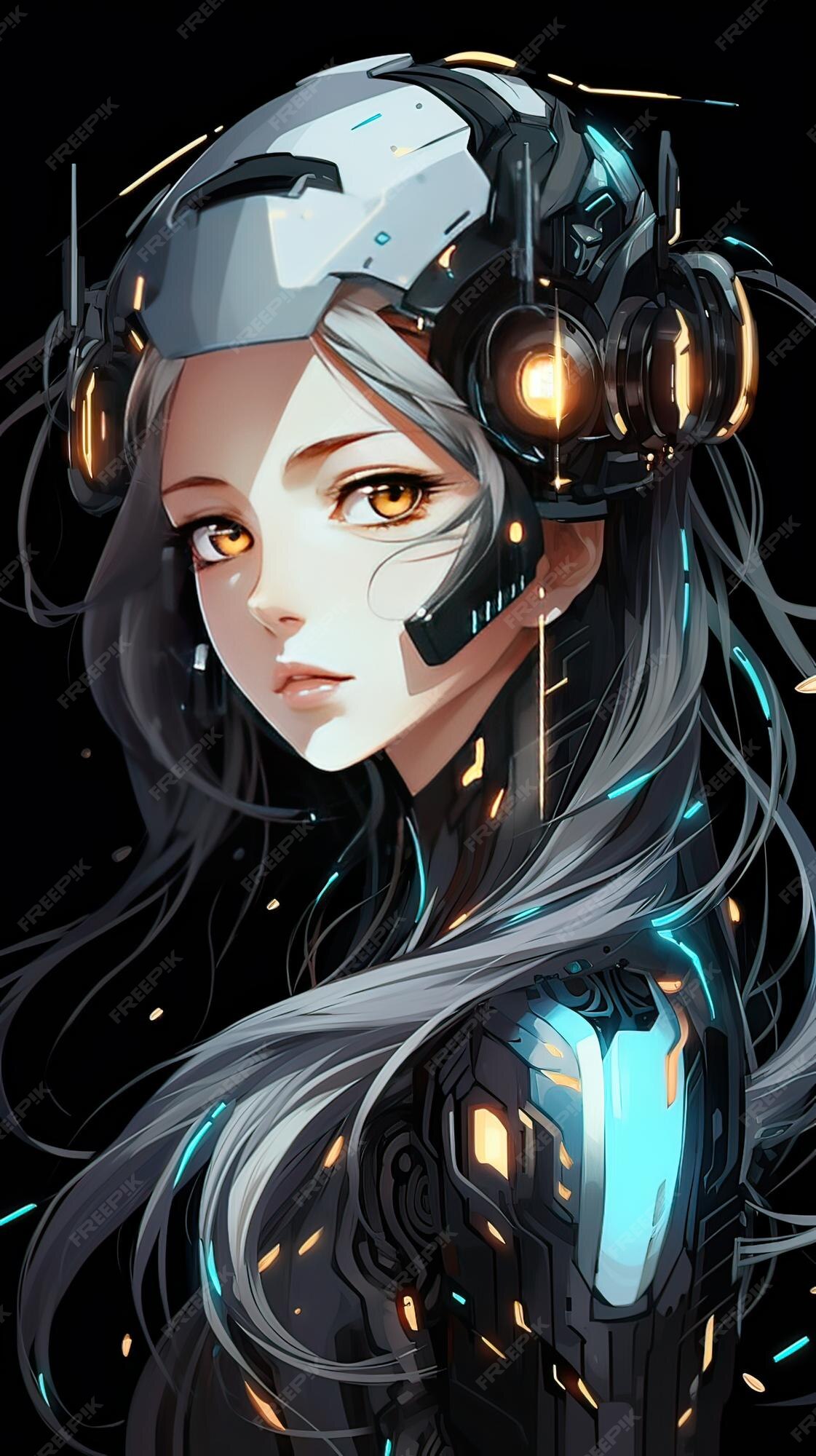 Premium AI Image | Beautiful anime woman with robot suit Generative AI