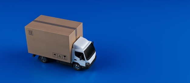 Premium Photo | Big cardboard box package on a white truck ready to be ...