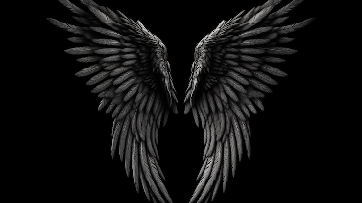 Premium AI Image | Black Angel Wings On Black Background Generative ai