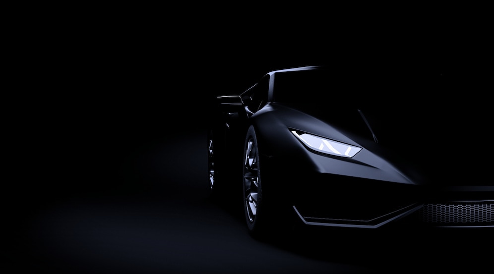 Premium Photo | Black sport car on dark background 3d render