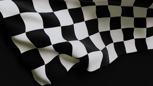 Black and white checkered racing flag 3d rendering