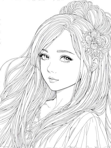 Premium AI Image | A black and white drawing coloring book page