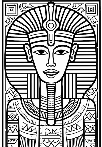 Premium Photo | A black and white drawing of an egyptian pharaoh ...