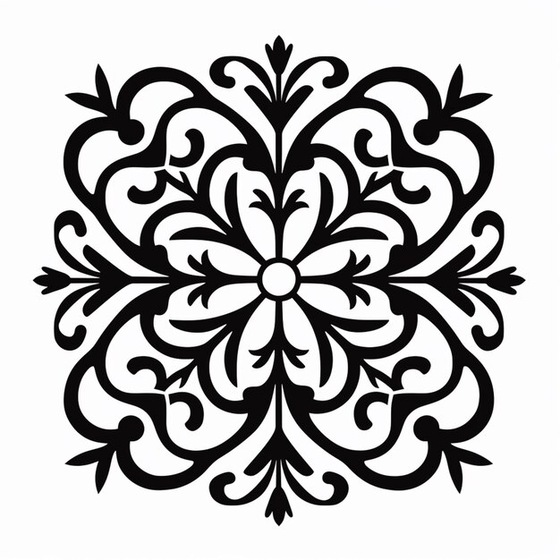 Premium Photo | A black and white drawing of a flower design generative ai