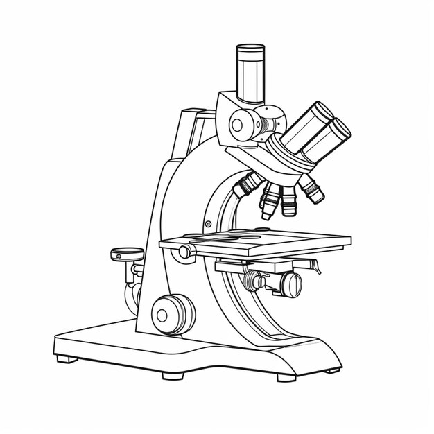 Premium AI Image | a black and white drawing of a microscope with a ...