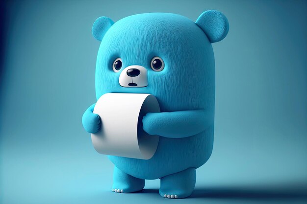 Blue bear, toilet paper: Một chú gấu màu xanh đang vui vẻ chơi đùa với cuộn giấy vệ sinh? Điều gì có thể dễ thương hơn! Hãy xem ngay bức ảnh này để cười vỡ bụng và làm mới tinh thần của mình.