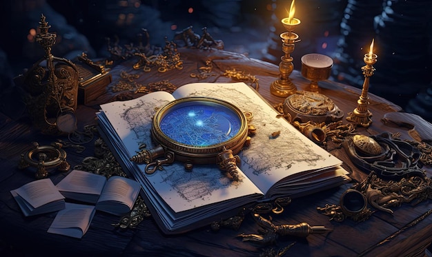 Premium AI Image | a book open with a magnifying glass in the style of ...