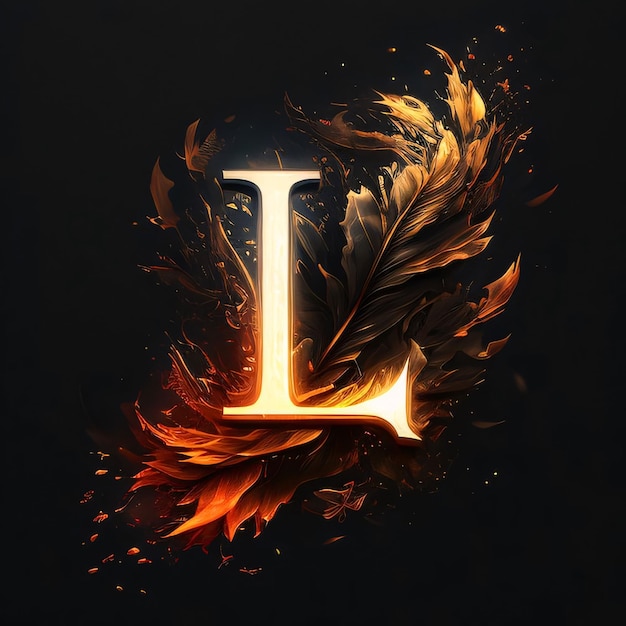 Premium Photo | Burning letter L with feathers on a black background 3d ...