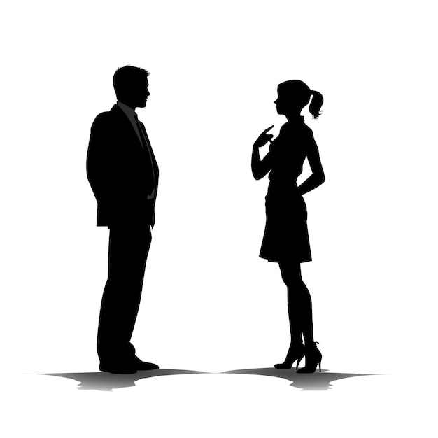 Two People Talking Silhouette