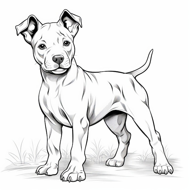 Premium Photo | Cartoon Realism Pit Bull Coloring Pages Detailed And ...