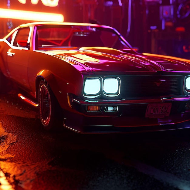 Premium AI Image | chevy muscle car cyberpunk illustration portrait ...