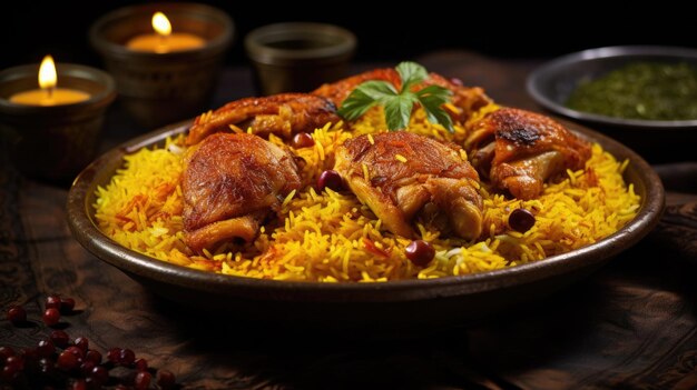 Premium Photo | Chicken kabsa with rice mandi