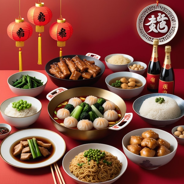 Premium AI Image | Chinese New Year's Eve Dinner