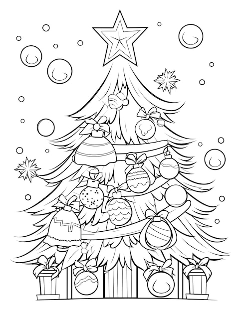 Premium AI Image | Christmas Coloring Page For Kids