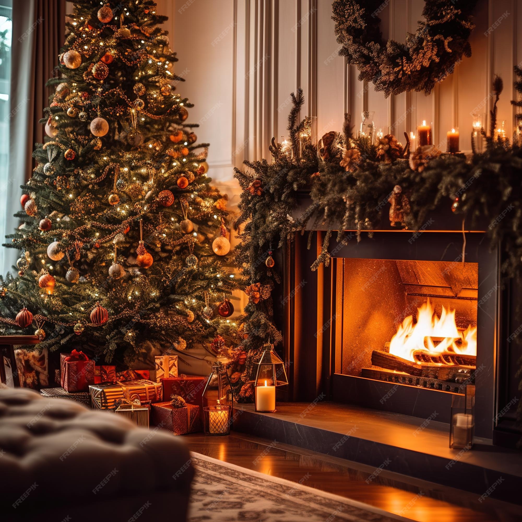 Premium AI Image | Christmas living room wallpaper