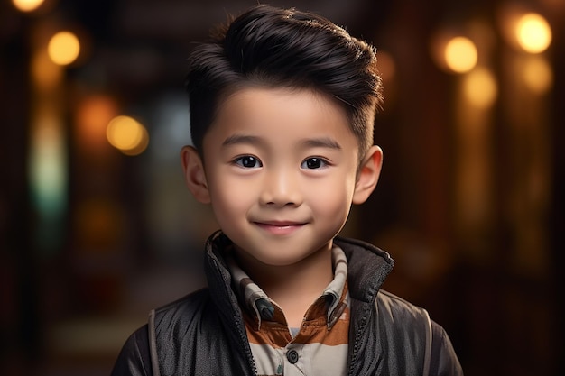 Premium AI Image | Closeup Portrait of Handsome Little Boy Wearing ...