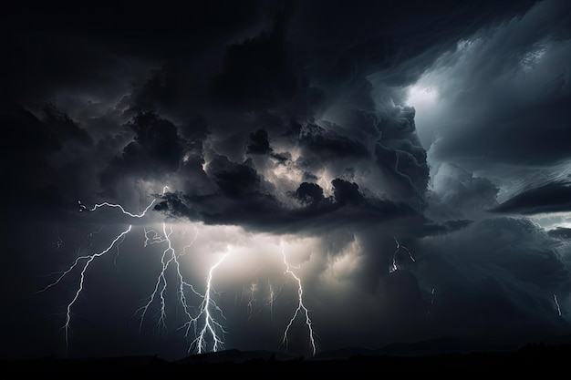 Premium AI Image | Closeup of storm clouds with flashes of lightning ...