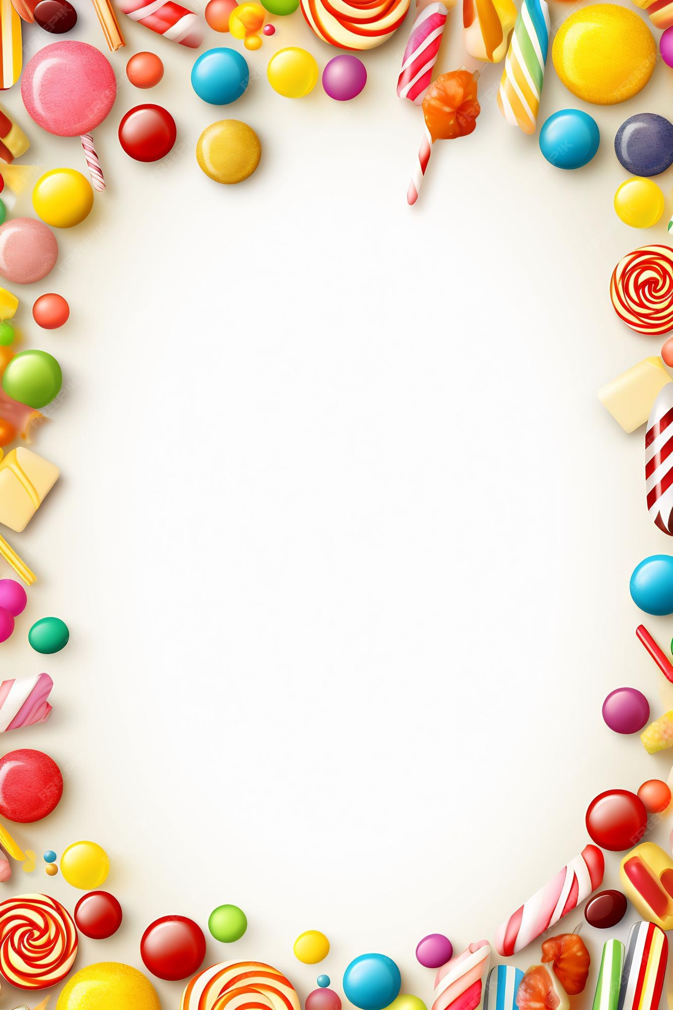 Premium AI Image | a colorful border with candy and candy on it