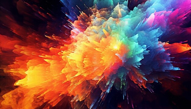 Premium AI Image | A colorful image of the rainbow colored powder.