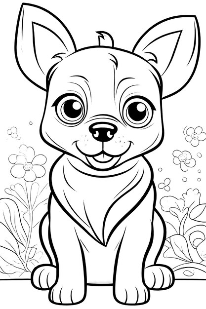 Premium Photo | Coloring page outline of Kids Coloring Page Cute Dog ...